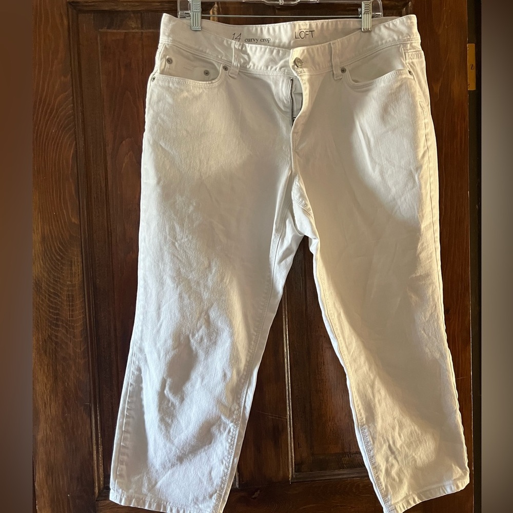 Loft size 14 white cropped jeans